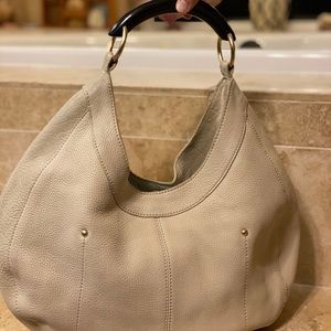 J Crew Cream Leather Hobo Bag